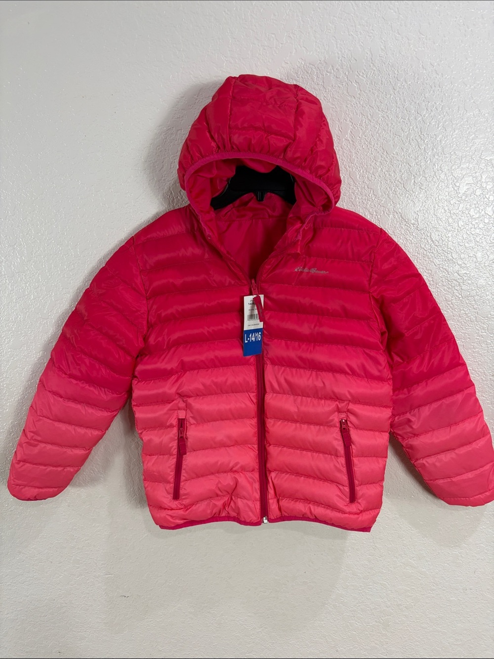 Eddie Bauer,aRoyal Red,Size L-14/16,Kids Hooded Puffer Jacket .